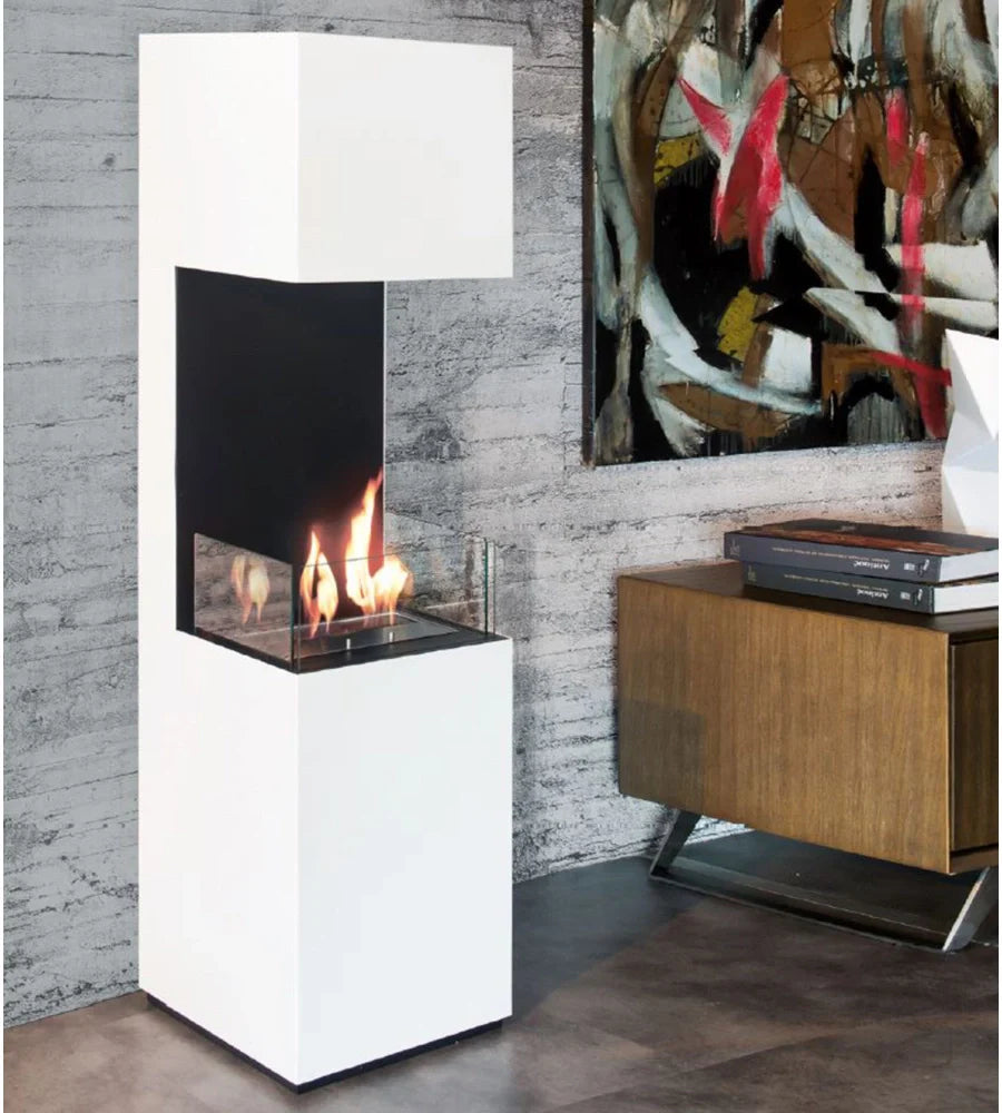 TECNOAIR SYSTEM Camino a Bioetanolo Ruby da Pavimento Modello LIVIGNO Da 2,5 kW - Colore Bianco
