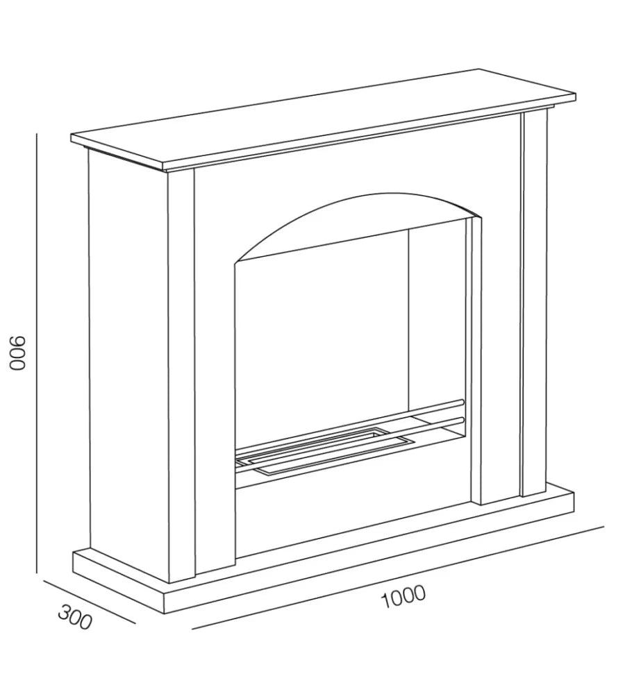TECNOAIR SYSTEM Camino a Bioetanolo Ruby da Pavimento Modello FIRENZE Da 2,5 kW - Colore Bianco