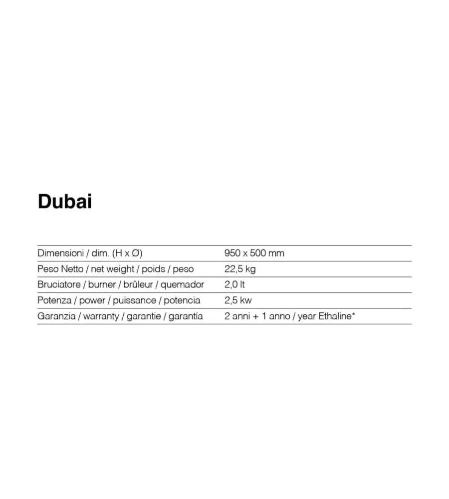 TECNOAIR SYSTEM Camino a Bioetanolo Ruby da Pavimento Modello DUBAI Da 2,5 kW - Vari Colori