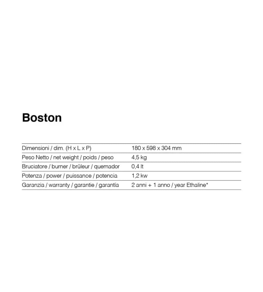 TECNOAIR SYSTEM Camino a Bioetanolo Ruby Da Tavolo Modello BOSTON Da 1,2 kW - Colore Nero