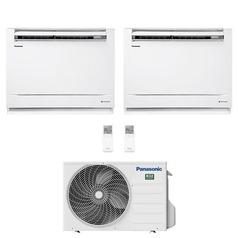 Condizionatore Climatizzatore Panasonic Dual Split Inverter Console Da Pavimento R-32 9000+12000 Con CU-2Z50TBE