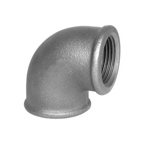 GOMITO CURVA ZINCATA FF MALLEABILE IN GHISA FEMMINA FEMMINA FIGURA 90 GOMITO FF