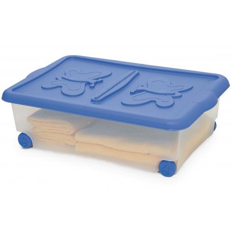 contenitore c/ruote e coperchio cm.60x40h18 confezione da 10 