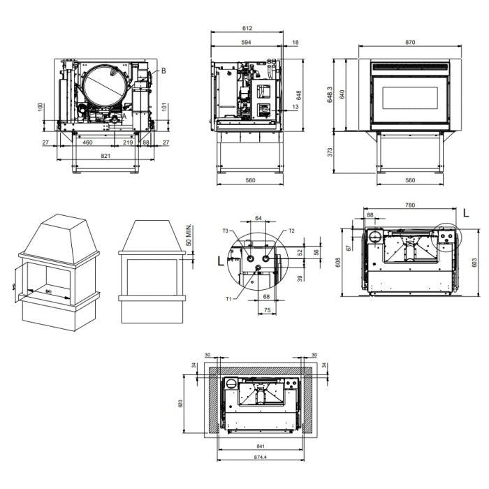 Inserto Camino a Pellet Ventilato La Nordica Extraflame Mod. Comfort Idro L80 Da 19 Kw