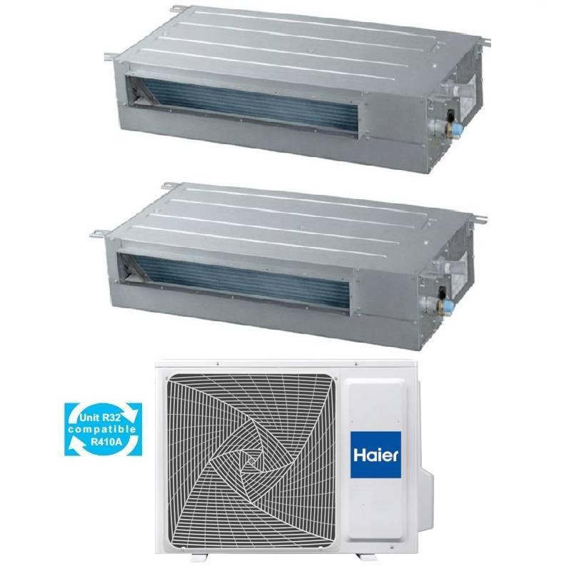 Condizionatore Climatizzatore Haier Dual Split Canalizzato Slim a Bassa Pressione R-32 9000+9000 Con 2U40S2SC1FA