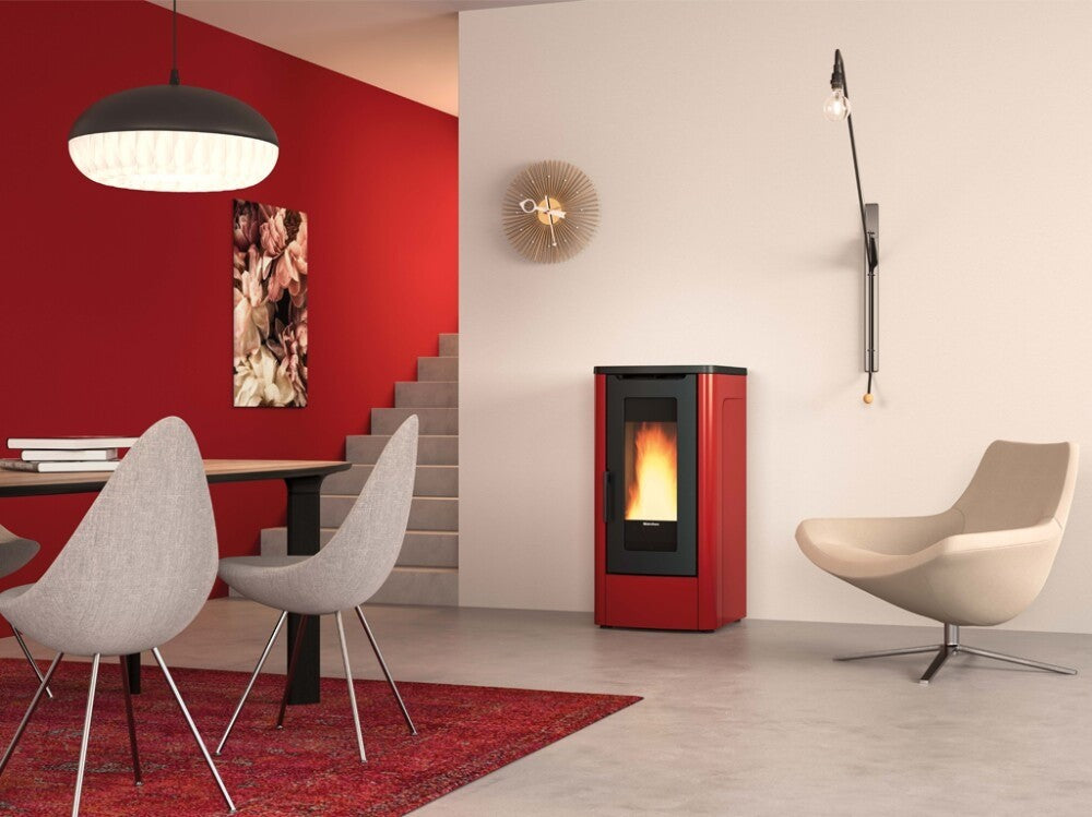 Stufa A Pellet La Nordica Extraflame Modello DAHIANA 5.0 Da 10 kW Colore Bordeaux