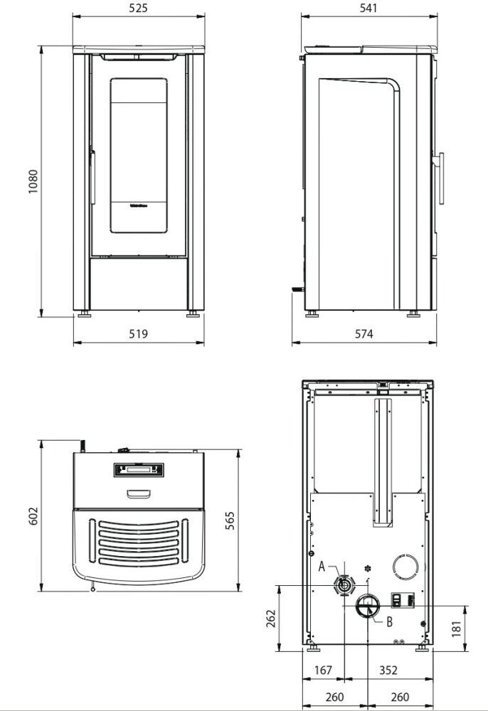 Stufa A Pellet La Nordica Extraflame Modello DAHIANA 5.0 Da 10 kW Colore Bordeaux