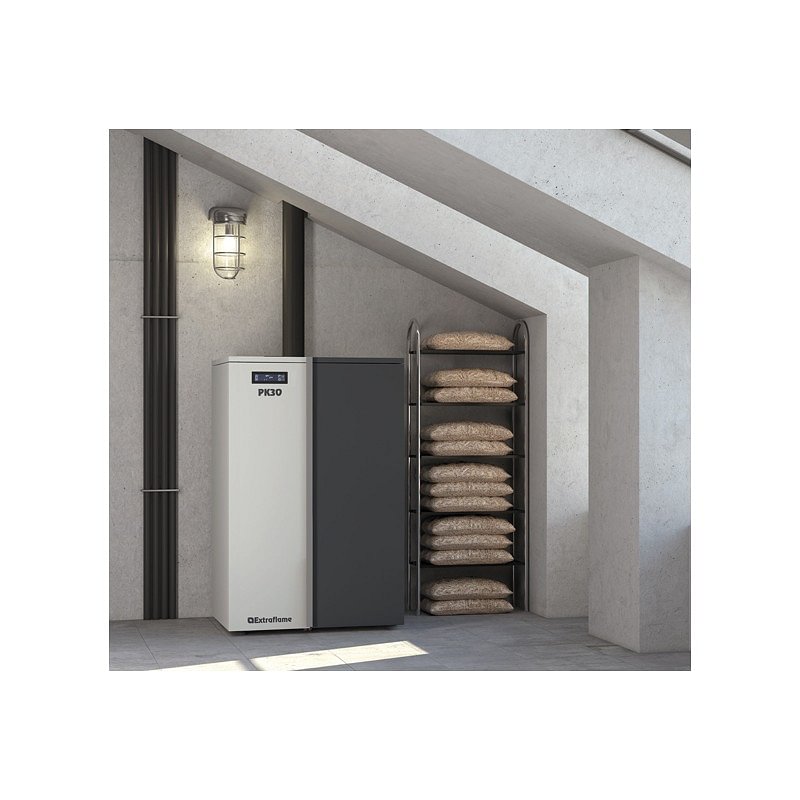 Caldaia a Pellet La Nordica Extraflame Modello IDRO PK30 Da 30 kW Colore Grigio