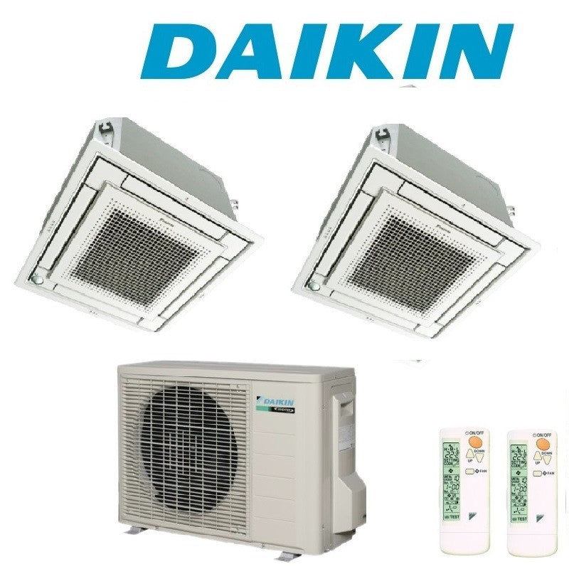 Condizionatore Climatizzatore Daikin Dual Split a Cassetta FFA-A R-32 9000+18000 BTU Con 2MXM50M Comando a Filo + Griglia