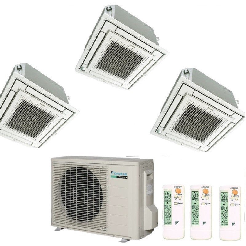Condizionatore Climatizzatore Daikin Trial Split a Cassetta FFA-A R-32 9000+9000+12000 BTU Con 3MXM52M Comando a Filo + Griglia