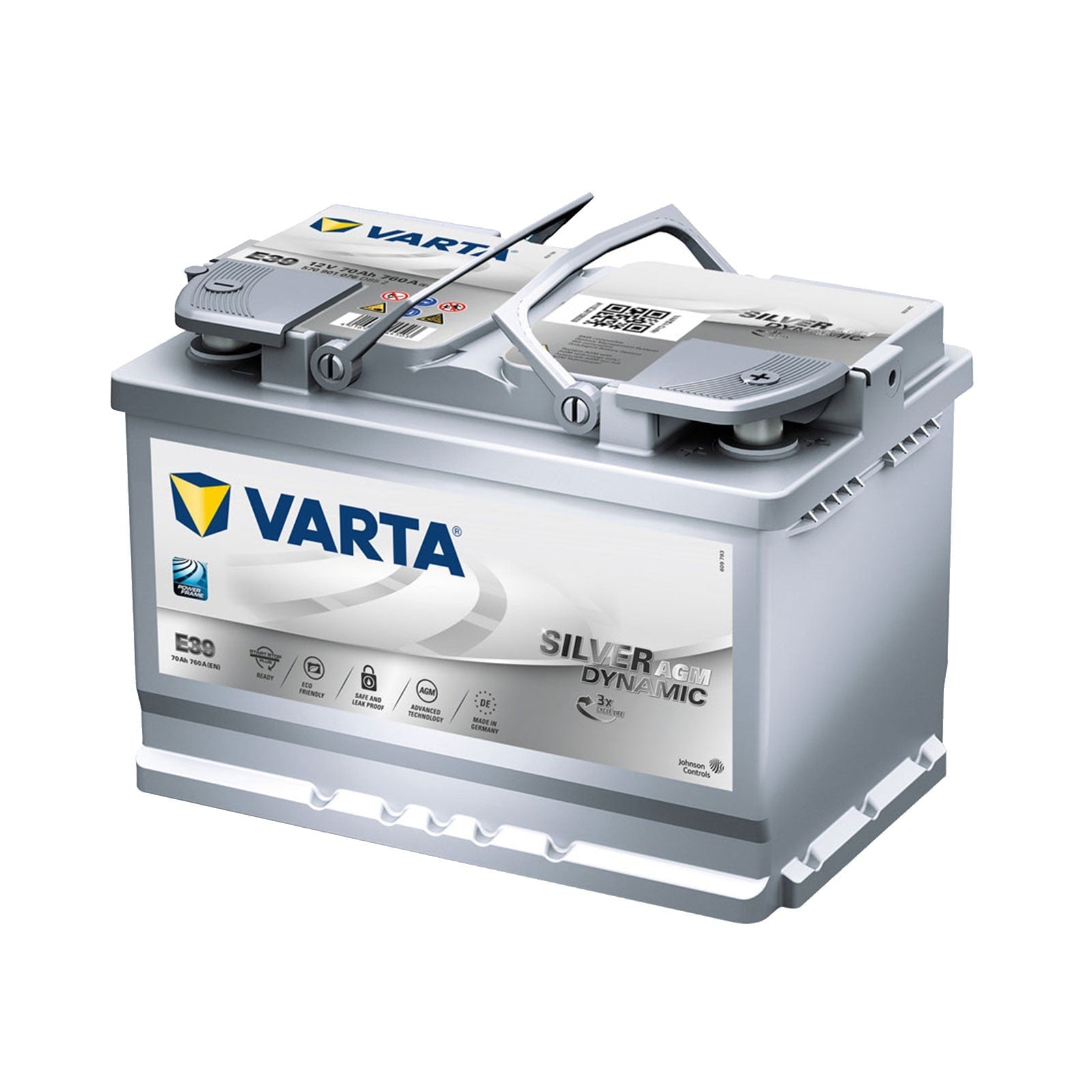 Batteria Varta E39 Start&Stop Silver Dynamic AGM E39 - 570901076 Per Auto e Barche
