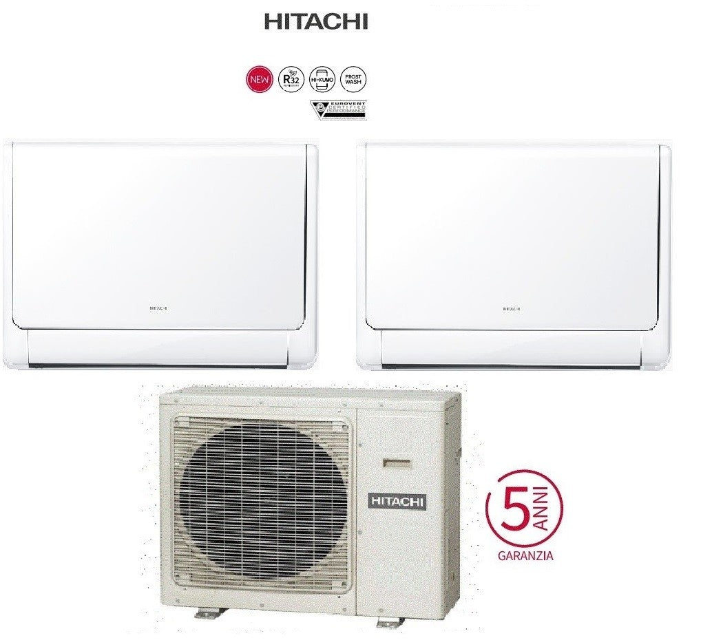 Condizionatore Climatizzatore Hitachi Dual Split airHome Floor R32 9000+18000 BTU Con RAM-G55N2HA(B)E Wi-Fi Optional