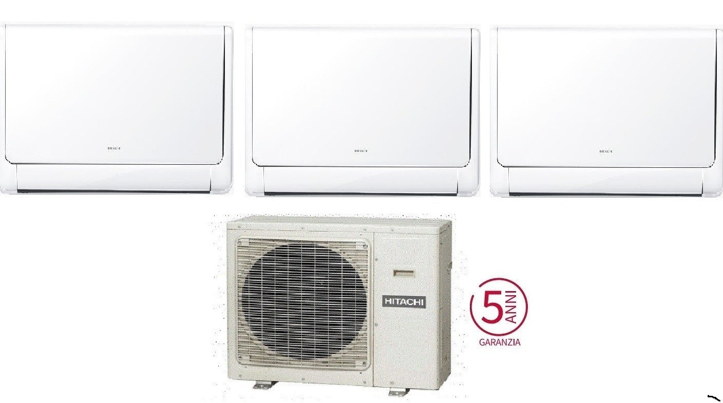 Condizionatore Climatizzatore Hitachi Trial Split airHome Floor R32 9000+12000+12000 BTU Con RAM-G68N3HA(B)E Wi-Fi Optional