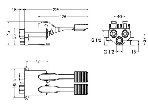 Miscelatore a doppio pedale esterno per pavimento Idral