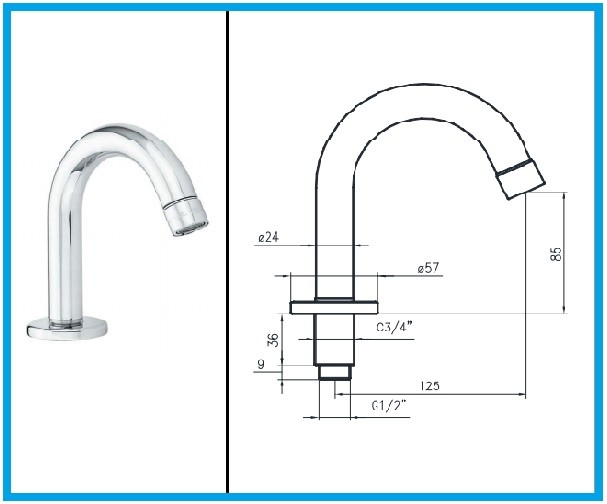 Bocca di erogazione fissa per lavabo con aeratore inviolabile antivandalo Idral
