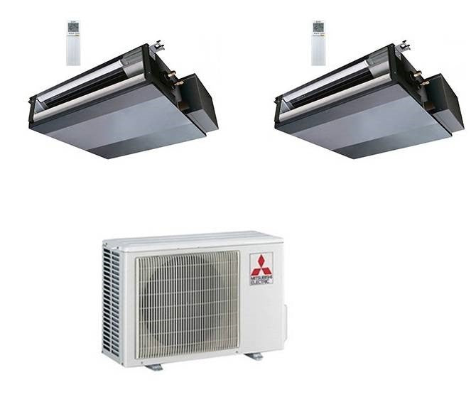 Condizionatore Climatizzatore Mitsubishi Electric Dual Split Canalizzabile 9000+9000 BTU Con MXZ-2F42VF Wi-Fi Optional
