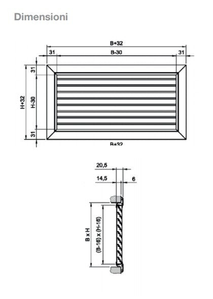 Griglia di ripresa UR Lindab ad alette fisse BIANCA varie misure