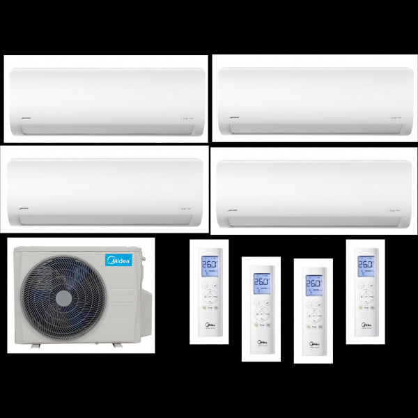 Condizionatore Climatizzatore Midea Quadri Split Inverter R-32 Wi-Fi Xtreme Pro 9000+9000+9000+12000 BTU Con M4OE-28HFN8-Q
