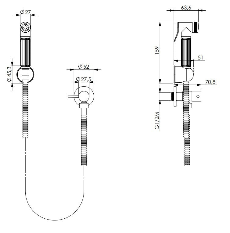 DOCCINO IN OTTONE CROMATO KIT SHUT-OFF TONDO DAMAST