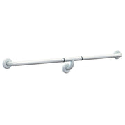 Corrimano lineare in acciaio inox laccato bianco con supporto centrale ø 3.2 cm