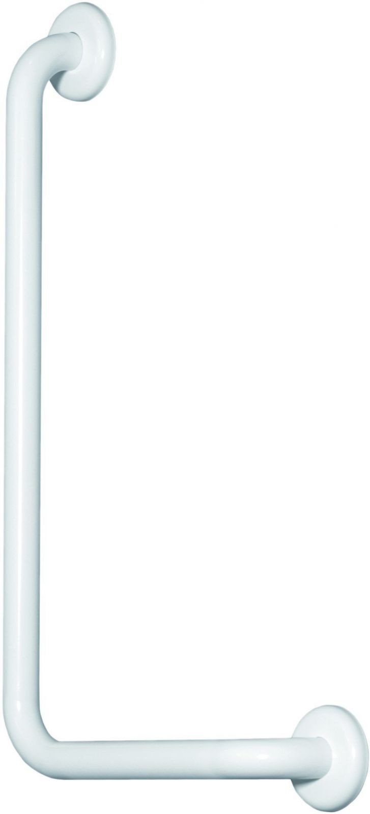 CORRIMANO SINISTRO A 90° IN ACCIAIO INOX LACCATO BIANCO 30 X 60 CM