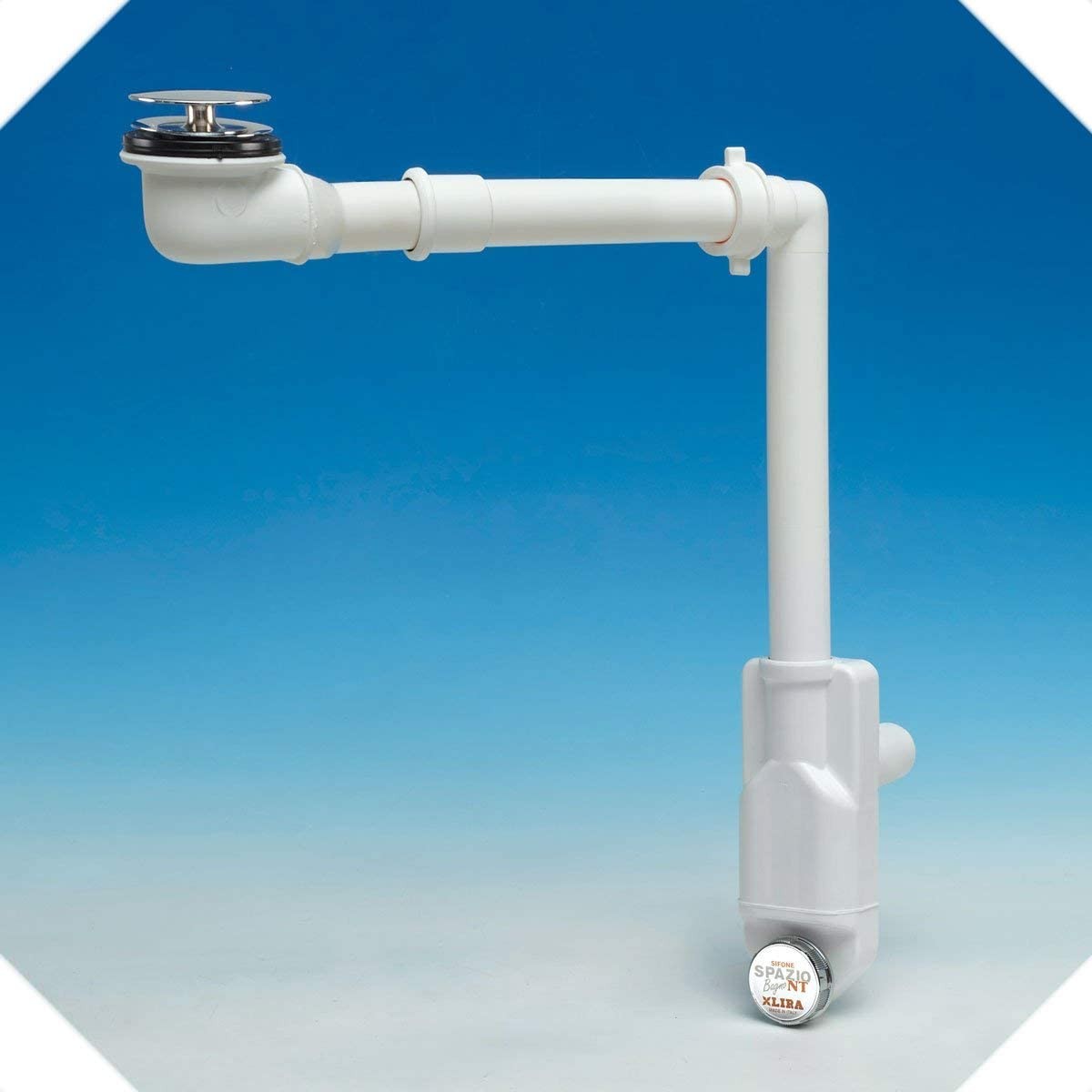 SIFONE SALVASPAZIO SPAZIO BAGNO NT 1 VIA CON PILETTA BASSA CROMATA ATTACCO ø32-40 - 1"1/4