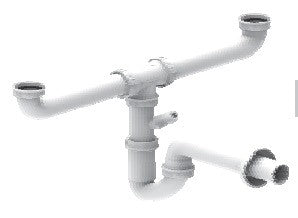 SIFONE A "U" AUTOPULENTE PER LAVELLI A DUE VASCHE ATTACCO 1" 1/2