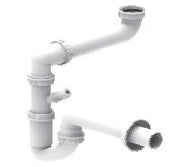 SIFONE A "U" AUTOPULENTE SALVASPAZIO PER LAVELLI A 1 VASCA ATTACCO 1" 1/2