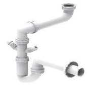 SIFONE A "U" AUTOPULENTE SALVASPAZIO PER LAVELLI A 2 VASCHE ATTACCO 1" 1/2