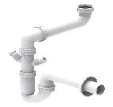 SIFONE A "U" AUTOPULENTE SALVASPAZIO PER LAVELLI A 2 VASCHE ATTACCO 1" 1/2