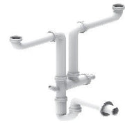 SIFONE A "U" AUTOPULENTE SALVASPAZIO PER LAVELLI A 2 VASCHE O A 1 VASCA E MEZZA ATTACCO 1" 1/2