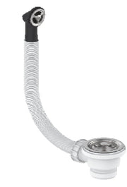 PILETTA PER LAVELLO IN ACCIAIO INOX CON GRIGLIA TONDA E ATTACCO 1" 1/2