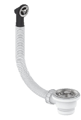 PILETTA PER LAVELLO IN ACCIAIO INOX CON GRIGLIA TONDA E ATTACCO 1" 1/2