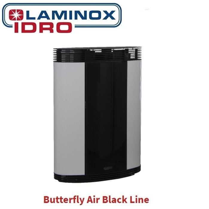 Stufa A Pellet Laminox Butterfly Air 11,5 KW Acciaio Black Line Bianca