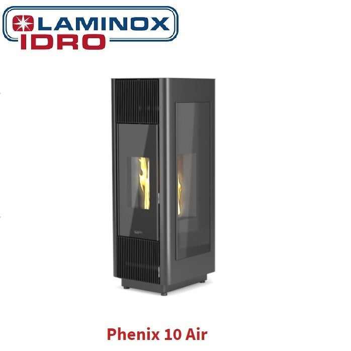 Stufa A Pellet Laminox Phenix 10 Air 10 KW Acciaio Black Line Nero