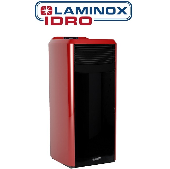 Termostufa A Pellet Laminox Idroventilata Ester Lux 15 Kw Colore Rosso Versione Black Line