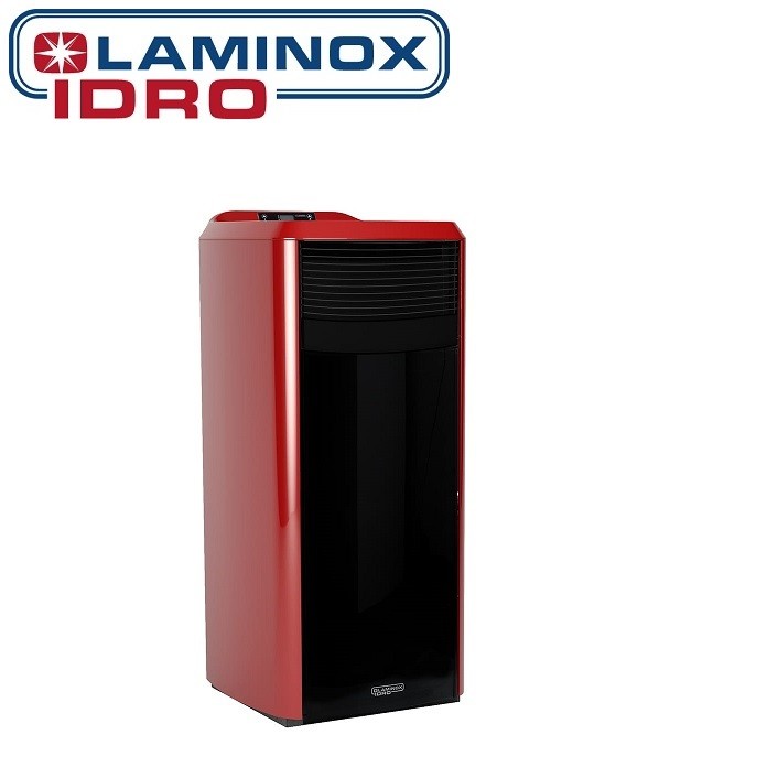 Termostufa A Pellet Laminox Idroventilata Tina Lux 20 Kw Colore Rosso Versione Black Line