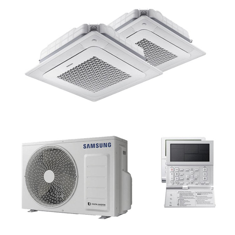 Condizionatore Climatizzatore Samsung Dual Split Inverter Windfree a Cassetta 4 Vie Mini R-32 12000+12000 Con AJ050TXJ2KG/EU