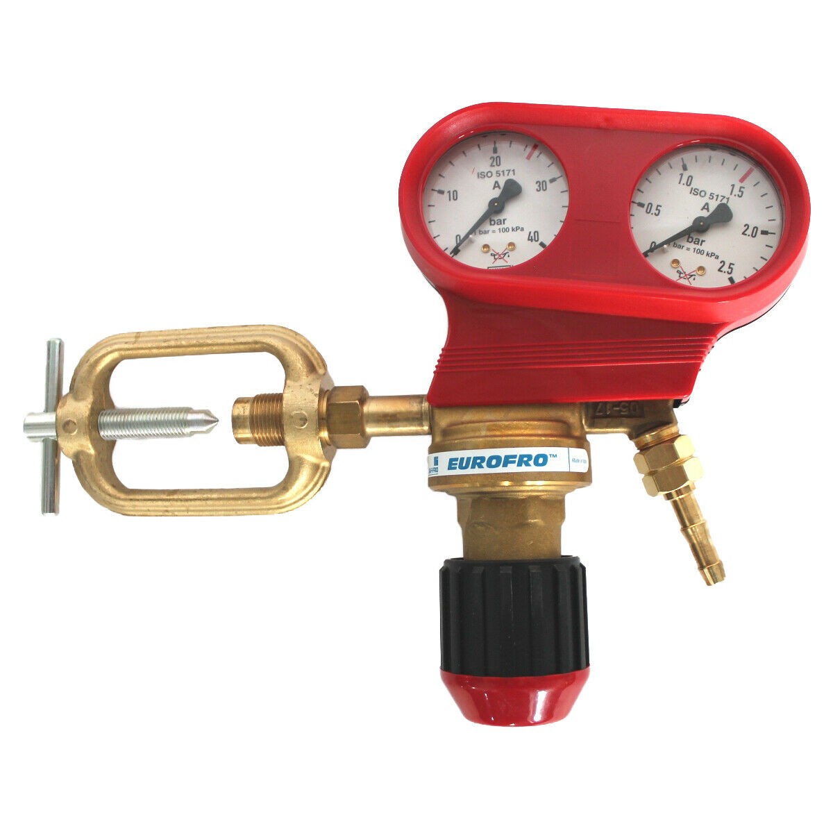 Riduttore di pressione per acetilene EUROFRO OSSIGAS Con attacco a staffa con portata di 10 m3h