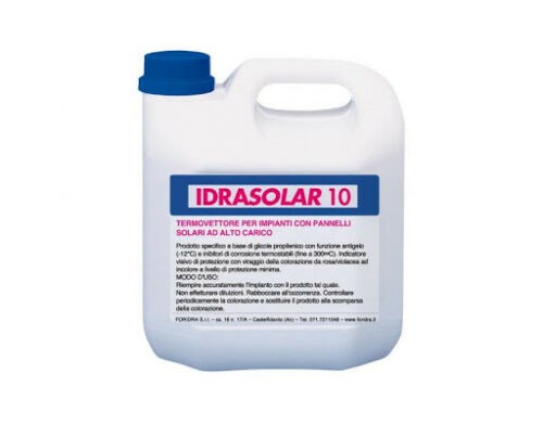 IDRASOLAR 10 Antigelo premiscelato per il riempimento degli impianti con pannelli solari a circolazione naturale da 5 e 25 kg