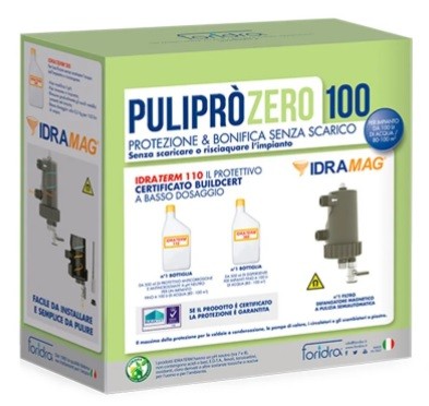 Puliprò zero 100 k contenente Idramag, Idraterm 300 e Idraterm 100