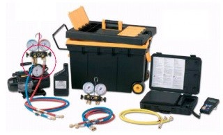 Kit universale per vuoto e carica con gruppo manometrico e bilancia 100 kg CADDY 100