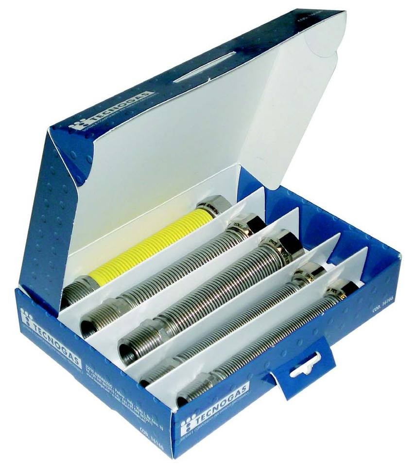 Kit Caldaia Tecnogas Con Tubi Flessibili Estendibili Universali In Acciaio Inox Per Acqua E Gas Cod. 16178