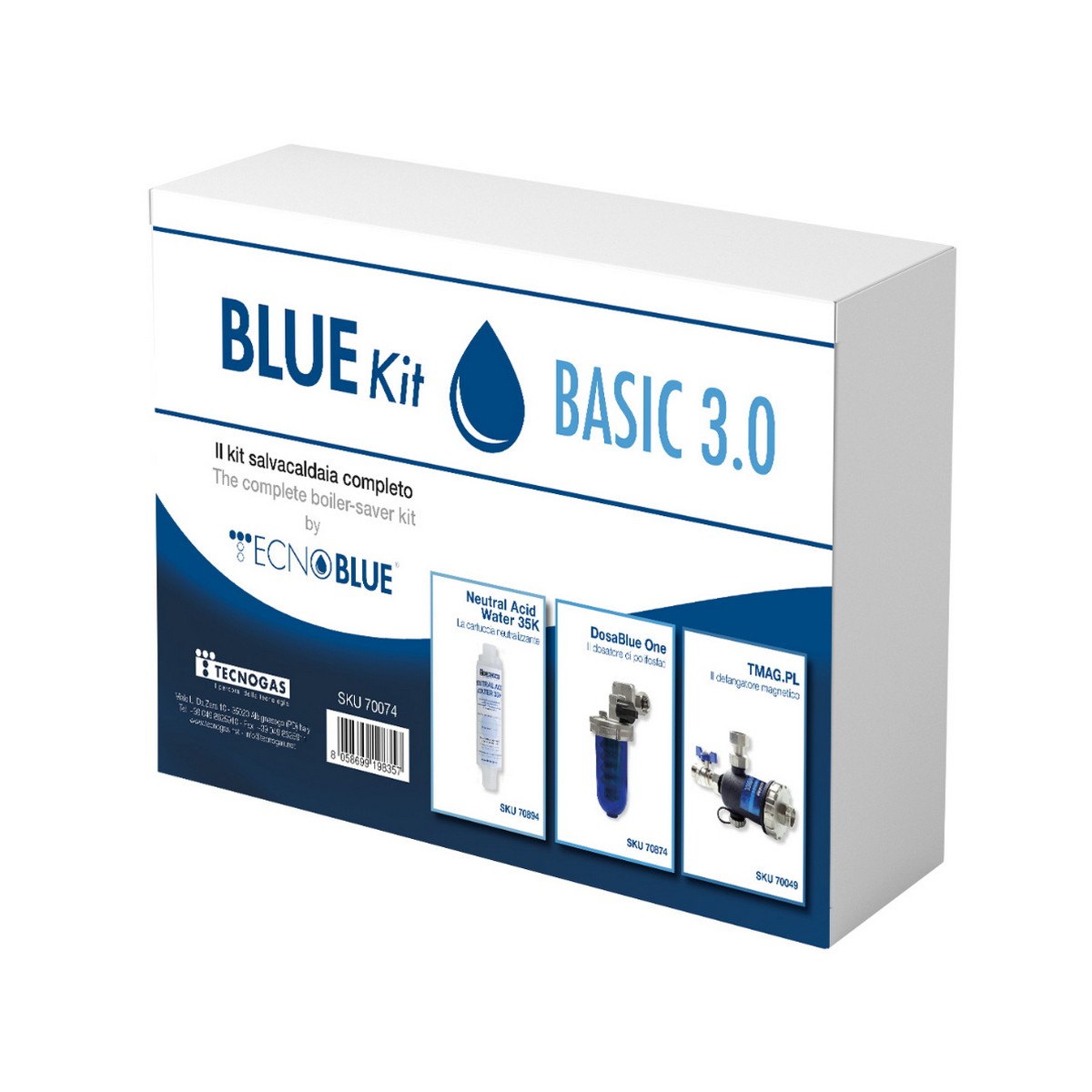 Kit Salvacaldaia Tecnogas Bluekit Basic 3.0 Defangatore Con Filtro Magnetico + Dosatore Polifosfati + Neutralizzatore