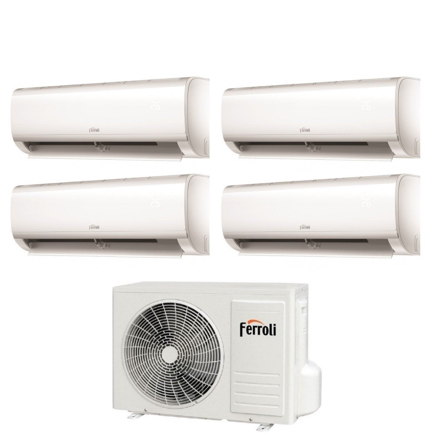 Condizionatore Climatizzatore Ferroli Quadri Split Inverter R-32 Serie Ambra M 7000+7000+7000+7000 BTU Wi-Fi Con 2CP001DF 28-4