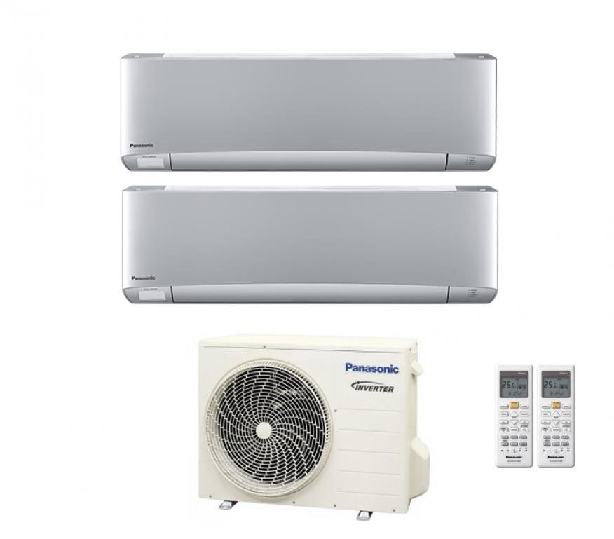 Condizionatore Climatizzatore Panasonic dual split inverter Etherea Silver R-32 Wi-Fi con Econavi 9000+9000 con CU-2Z41TBE