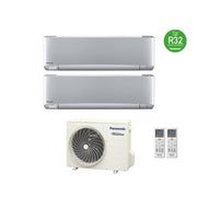 Condizionatore Climatizzatore Panasonic dual split inverter Etherea Silver R-32 Wi-Fi con Econavi 9000+12000 con CU-2Z50TBE