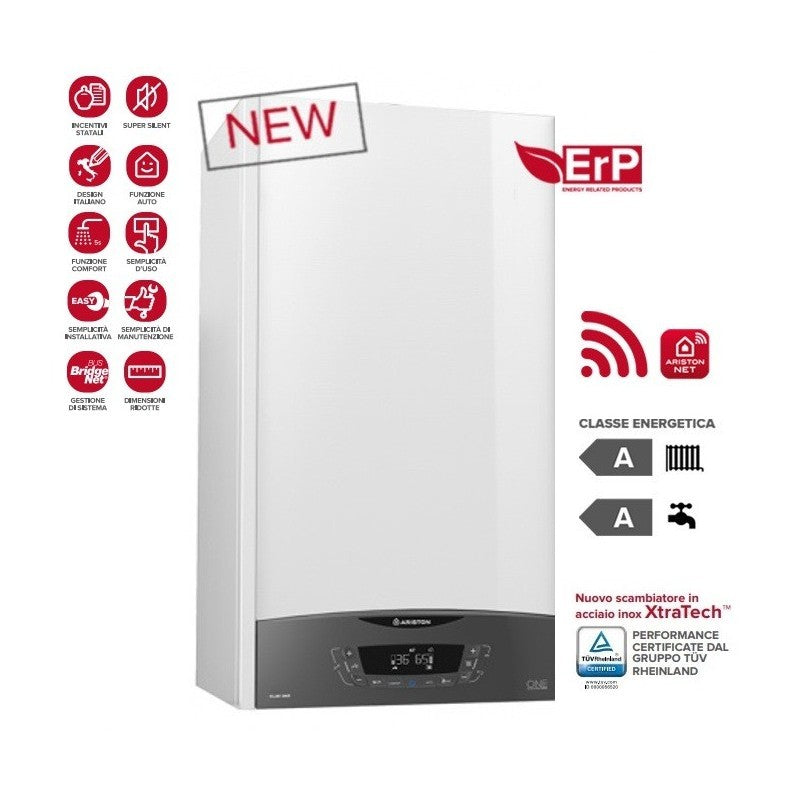 Caldaia A Condensazione Ariston Genus One+ Net 30 KW GPL Cod. 3301775 Wi-Fi Incluso - Completa Di Kit Per Scarico Fumi