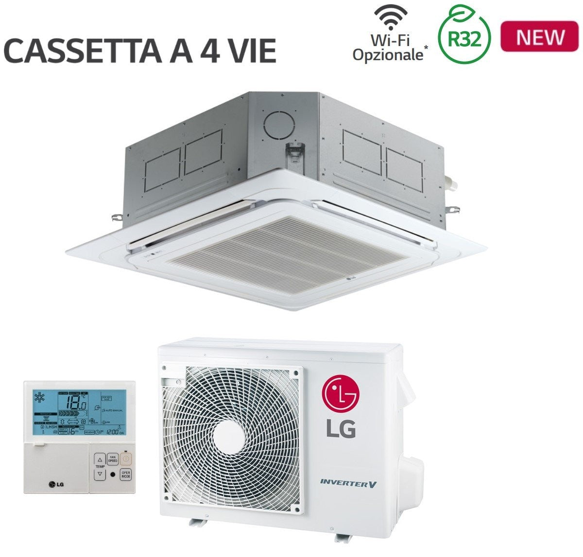 Condizionatore Climatizzatore LG Inverter Cassetta 4 Vie R-32 9000 BTU CT09R NR0