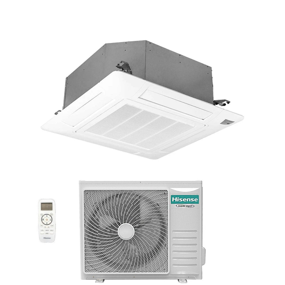 Condizionatore Climatizzatore Hisense Inverter A Cassetta Monosplit R-32 Round Flow AUC125UR4RKC8/AUW125U6RN8-T 42000 BTU